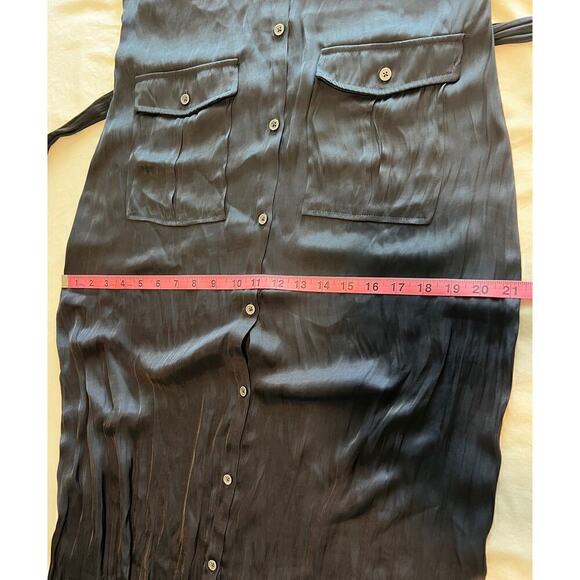 Madewell Women's Button-Front Utility Shirtdress in Satin Deep Indigo Size Small - Picture 15 of 16